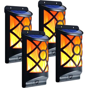 Solar Flame Lights Outdoor Waterproof Wall Lanterns 4 Pack