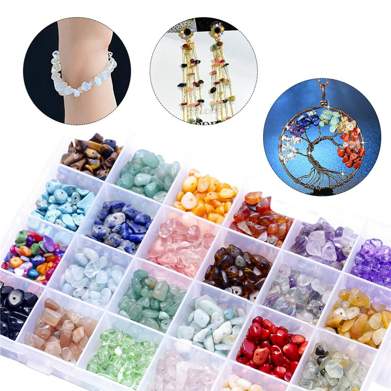 MODDA Natural Stone Jewelry Making Kit - Includes Crystal, Chip Beads, Necklace, Bracelet, Earrings, Ring Making Supplies, Cr, Stone