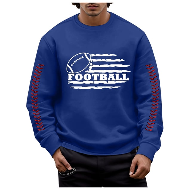 Chandail en Molleton à Col Rond Imprimé Rugby Automne Hiver pour Hommes, Chaud et Confortable, Mode Sans Capuche, Chandail Décontracté