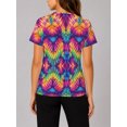 thumbnail image 2 of Women's Summer Tops Short Sleeve Crew Neck T-Shirts All-Over Symmetric Rainbow Tie Casual Blouse, 2 of 6