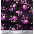 thumbnail image 3 of Soimoi Purple Poly Georgette Fabric Leaves & Floral Print Sewing Fabric BTY 52 Inch Wide, 3 of 3