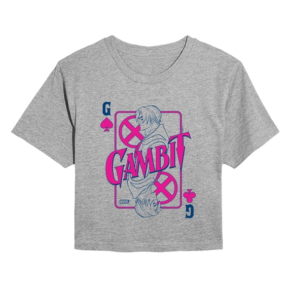 Marvel X-Men - Gambit Playing Card - Juniors Cropped Graphic T-Shirt