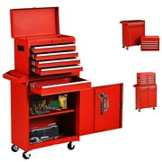 Odaof Big Rolling Tool Chest with Drawers and Wheels Tool Cabinet Tool Storage Removable, Rolling Tool box with Lockable Drawers, Toolbox for Mechanics Garage Workshop (RED.)