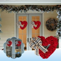 Valentine's Day Wreath, 15.75 inch Valentines Wreath for Front Door, Red Burlap Heart Wreath with Buffalo Plaid Bow Galentines Day Wreath for Home Wall Porch Holiday Wedding Decorations
