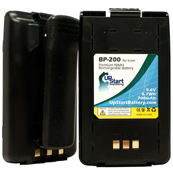 2x Pack - Icom IC-A23 Battery with Clip - Replacement Icom Two-Way Radio Battery (700mAh, 9.6V, NI-MH)