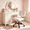 Beige, variant on Cute Task Chair, Adjustable Armless Activity Chair with Wheels, Comfy Low Back Swivel Desk Chair, White