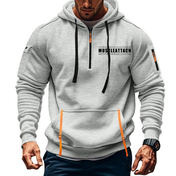 KeShDi Hoodies Cute Hoodie Men Printed Long Sleeve Hooded Sweatshirts Pocket Workwear Hoodie Gray 4X