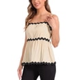thumbnail image 4 of INSPIRAR CHIC Blusas de Verano para Mujeres con Tirantes Ajustables y Sin Mangas, con Contraste en el Peplum, Talla L, Color Albaricoque, 4 of 6