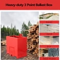 thumbnail image 3 of Heavy-Duty 3 Point Ballast Box for Category 1 Tractors – 800 lbs Capacity – Standard 2" Quick Hitch Receiver – Loader Attachment for Enhanced Stability – Durable Steel Construction – Red, 3 of 7
