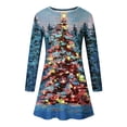 thumbnail image 3 of WaiiMak Robe de Mode pour Femmes Imprimé Arbre de Noël Manches Longues Col Rond, 3 of 4