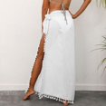 thumbnail image 2 of Defitshape Women's Sarong Swimsuit Coverups Chiffon Beachwear Long Bikini Wraps Knotted Lightweight Comfy Uv Protection Beach Cover Up Skirt White Small-X-Large, 2 of 4