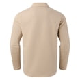 thumbnail image 7 of Outdoor Shirt for Men Solid Color Zipper Lapel Long Sleeved Beach Essentials for Men,Khaki,L, 7 of 7