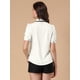 thumbnail image 5 of Blusa de Trabajo Allegra K Manga Corta Cuello Abullonado Peter Pan Mujer Blanco M, 5 of 6