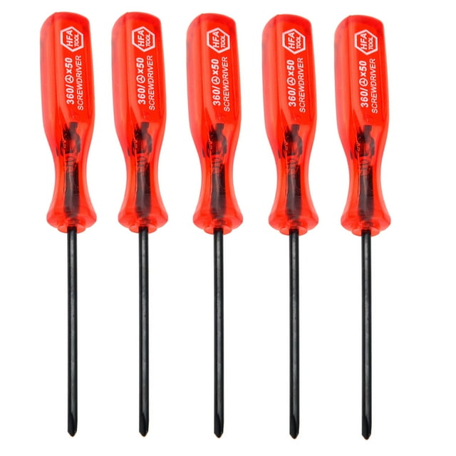 5pcs Portable Triwing Triangle Y-Tip Screwdrivers Screw Drivers for DS, DS Lite, and Gameboy Advance in red. The set includes five screwdrivers with durable hard plastic handles and metal shafts, each measuring approximately 11cm in length. Designed for precision and easy grip, these tools are ideal for removing screws in gaming systems and other compatible devices.