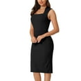 thumbnail image 4 of INSPIRE CHIC Women's Pencil Dress Sleeveless Square Neck Bodycon Office Work Sheath Dresses S Black, 4 of 6
