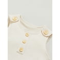 thumbnail image 5 of Baby Girls Boys Romper Infant Solid Color Button Pockets Sleeveless Jumpsuit, 5 of 9