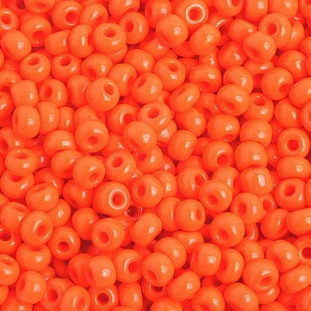 6/0 Glass Seed Beads - 6/0 Opaque Orange Glass Seed Beads 40 Grams
