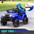 thumbnail image 3 of Clovercat 12v 7 Hours Powered Kids Ride on Toys Truck Car with Parent Remote Control, Bluetooth Music, Spring Suspension, Led Lights, Blue, 3 of 8