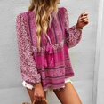 thumbnail image 4 of Chemise à Manches Longues pour Femmes, Imprimé Floral V, Blouses à Col en V, Hauts à Manches Longues, Qualité Professionnelle, 4 of 5