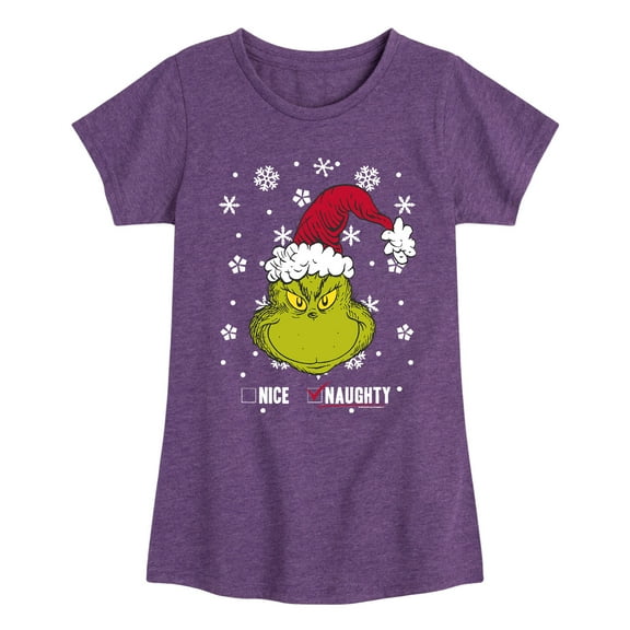 Dr. Seuss - The Grinch Naughty Or Nice - Toddler And Youth Girls Short Sleeve Graphic T-Shirt