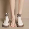 thumbnail image 2 of Lovskoo Ankle Boots for Women Round Toe Platform 2024 Fall And Winter Style British Style Shoes Slim Trendy Versatile Short Booties White, 2 of 7