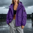 thumbnail image 4 of Women's Loose Fit Hooded Full Zip Water Resistant Outdoor Parka Jacket Coat With Pockets Casual Work Streetwear | CSEONE,Purple S, 4 of 8