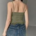 thumbnail image 4 of Mnyotv Summer Tanks for Women Lace Trim Ribbed Deep V Neck Crop Camisole For Women Sexy Slim Fit Sleeveless Tank Top Green XL, 4 of 5