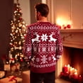 thumbnail image 3 of Iceglad Men's Ugly Christmas Sweater Reindeer Snowflake Print Acrylic Knitted Pullover, 3 of 7
