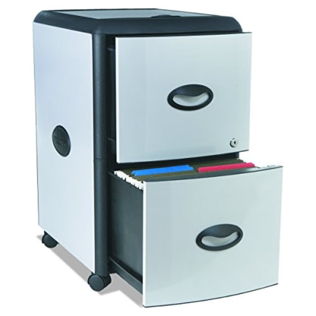 Storex Plastic 2Drawer Mobile File with Metal Accents, Roll