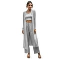 thumbnail image 5 of Women's 3 Piece Outfit Sets Rib Crop Top Cardigan and Bodycon Long Pants Jumpsuit Romper Set, 5 of 5