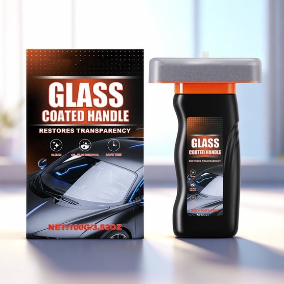 Car Glass Cleaner Brush for Windshield & Windows | 105ml Oil Film & Water Spot Remover with Cerium Oxide | Streak-Free Formula for Cars & Home Use