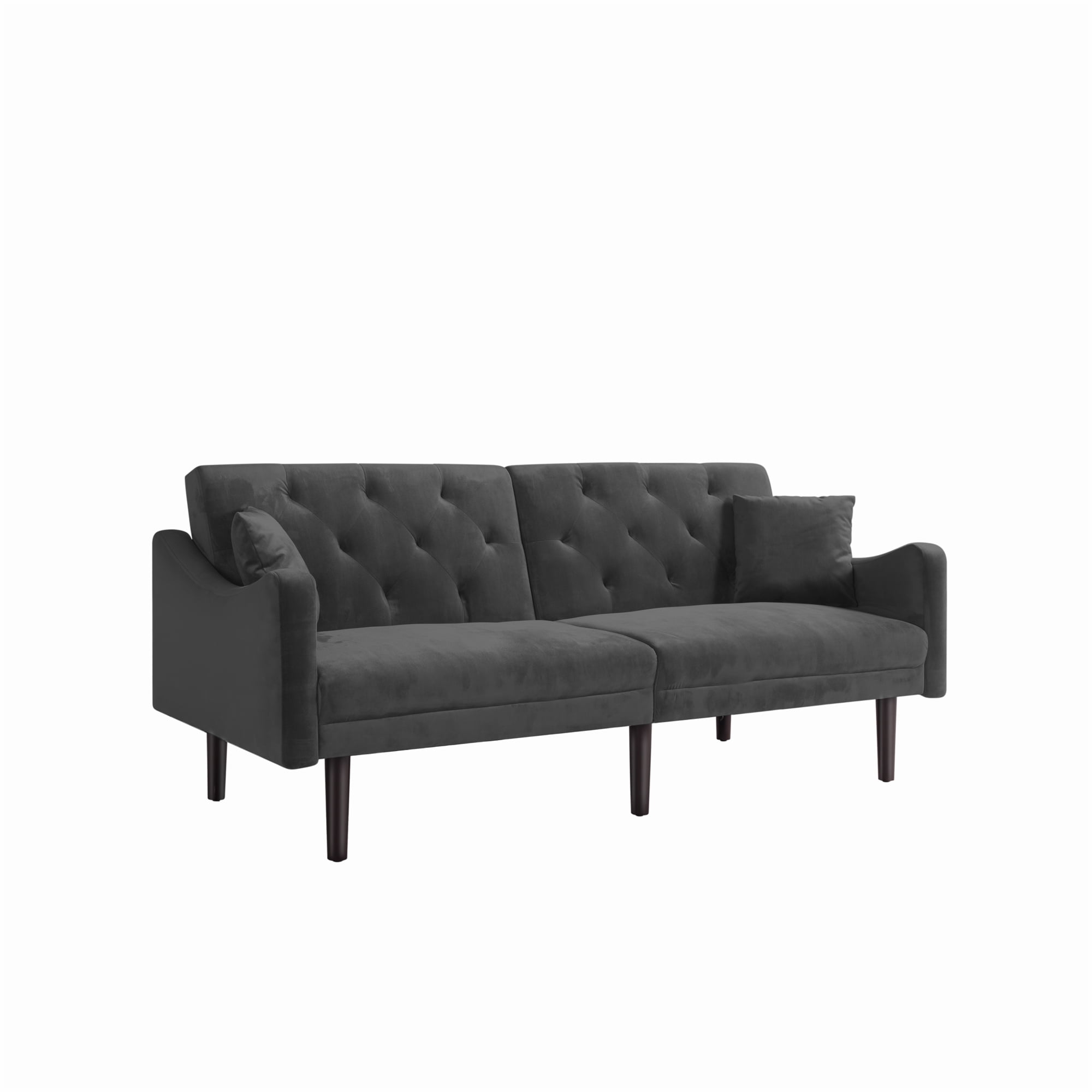 Kepooman Modern Velvet Convertible Sofa Bed for Living Room Bedroom, Button Tufted Curved Arms Futon Couch for Compact Living Space, Adjustable Lounge Sofa Bed Sleeper for Home Apartment, Gray Kepooman Modern Velvet Convertible Sofa Bed for Living Room Bedroom, Button Tufted Curved Arms Futon Couch for Compact Living Space, Adjustable Lounge Sofa Bed Sleeper for Home Apartment, Gray