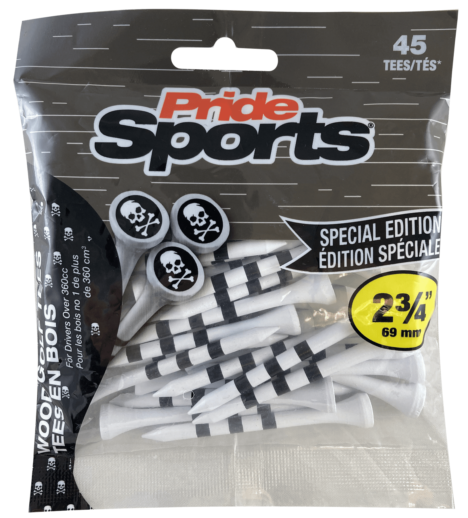 Pride Sports Special Edition Skull & Crossbones Wood Golf Tees 2.75