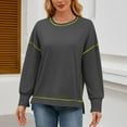 thumbnail image 7 of Women's Casual Colorblock Sweatshirt Long Sleeve Crew Neck Top Loose Fit Side Split High-Low Hem Sweatshirt Top, 7 of 7
