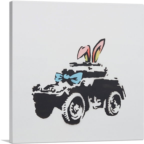 ARTCANVAS Armored Car Canvas Art Print by Banksy - Size: 18" x 18" (0.75" Deep)