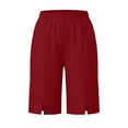 thumbnail image 4 of Hilenly Bermuda Shorts for Women Knee Length Split Cotton Shorts Casual Loose Summer Long Shorts with Pockets, 4 of 10
