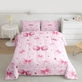 thumbnail image 2 of Homewish Princess Bowknot Kids Full Size Comforter Sets, Pink Fashion Diamond Bedding Comforter Set, Cute Bow-tie Theme Reversible Bedding Sets, Ultra Soft Bedroom Decor, 3-Piece, 2 of 8