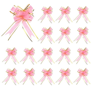 Uxcell 50pcs Pull Bows 5.9 Inch Wide Ribbon Gift Bow for Gift Wrapping Birthday Baskets Decoration Pink