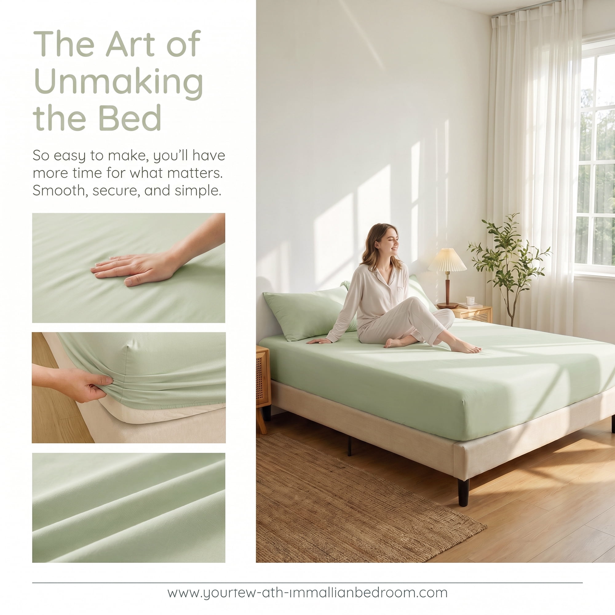 Unique Bargains Fitted Cotton Bed Sheets Breathable for All Seasons 59.8"x79.9" Green