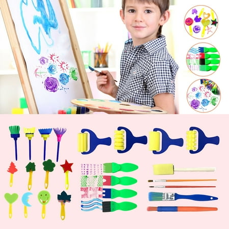 Watercolor Painting Kit 16/30Pcs Children's Painting tools Kids Graffiti Watercolor Painting Drawing Set Early Childhood Education Painting Sponge Brush Tool Kit ()