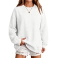 thumbnail image 6 of Oversized Sweatshirts Women Crewneck 2026 Fall Cute Fleece Pullover Top | Loose Fit Long Sleeve Sweatshirt no Hood, Drop Shoulder Tops, Workout Athletic Cozy, Airport Travel Clothes White,L, 6 of 7