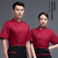 thumbnail image 3 of Abrigo de chef de verano Botones de uniforme de poliéster con bolsillos delanteros Suministros de cocina de moda para cafetera roja 4xl Advancent LF000330-18, 3 of 7