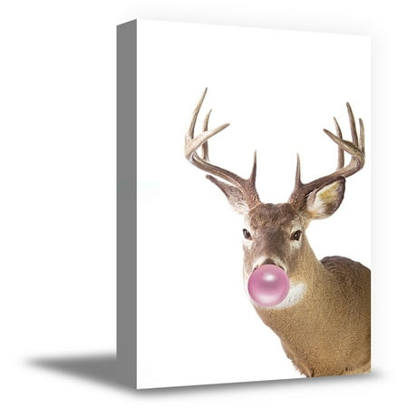 Awkward Styles Nice Animal Chewing Bubble Gum Posters Deer with Pink Gum Cute Animal Poster Canvas Wall Art Gift Children Painting Art Housewarming Gifts Ideas Deer Chewing Gum Kids Gifts (Best Wall Painting Ideas)