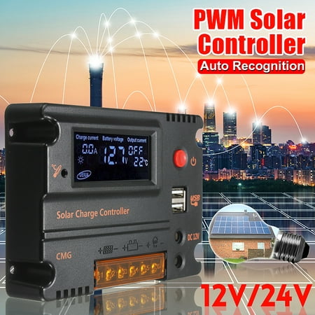 Mohoo 20A 12V-24V Solar Controller Solar Panel Battery Intelligent Regulator,Protection Temperature LCD Display