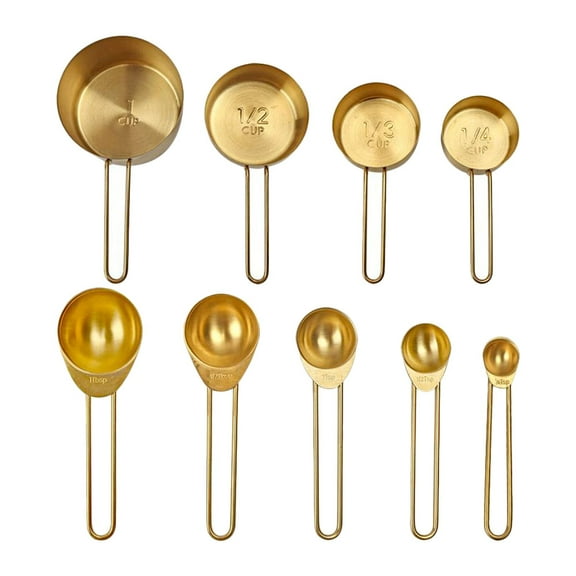 Stainless Steel Measuring Spoons Set for Dry/Liquid Food - Golden Cup