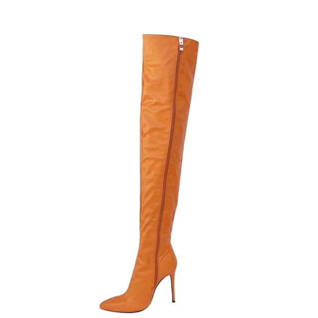 Amzcrzy Zapatos de mujer,Zapatos de mujer,Zapatillas de mujer, Botas de color para mujer, sexys, con cremallera en punta, tacón alto, tacón fino, botas hasta la rodilla grandes Sandalias Mujer Zapati