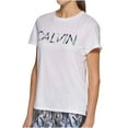 thumbnail image 4 of Calvin Klein Women's Soft Crew Neck Rolled Sleeve Graphic Logo T-shirt (Animal Print Spray, XS), 4 of 5