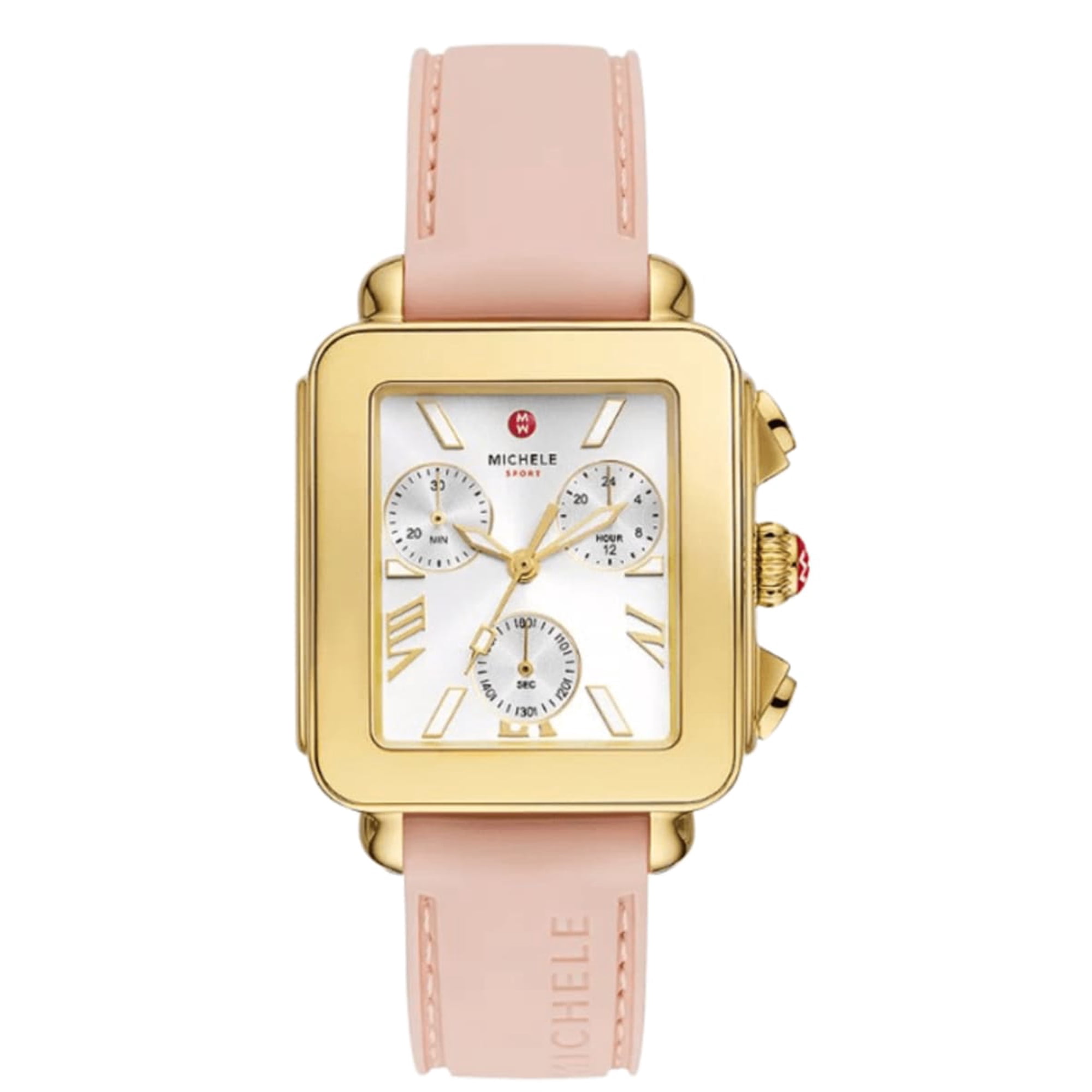 Michele Deco Sport Chronograph Silver Dial Silicone Strap Women's Watch MWW06K000072