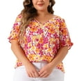 thumbnail image 1 of Blusas de Verano Casuales de Cuello en V con Volantes para Mujeres de Tallas Grandes Agnes Orinda para el Día de la Madre 3X Rosa, 1 of 8