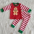 thumbnail image 1 of Conjunto de ropa de dormir para niños y niñas, ropa de dormir con bordado de pan de jengibre, pantalones de rayas rosas, pijamas para niños pequeños, venta al por mayor, 1 of 4